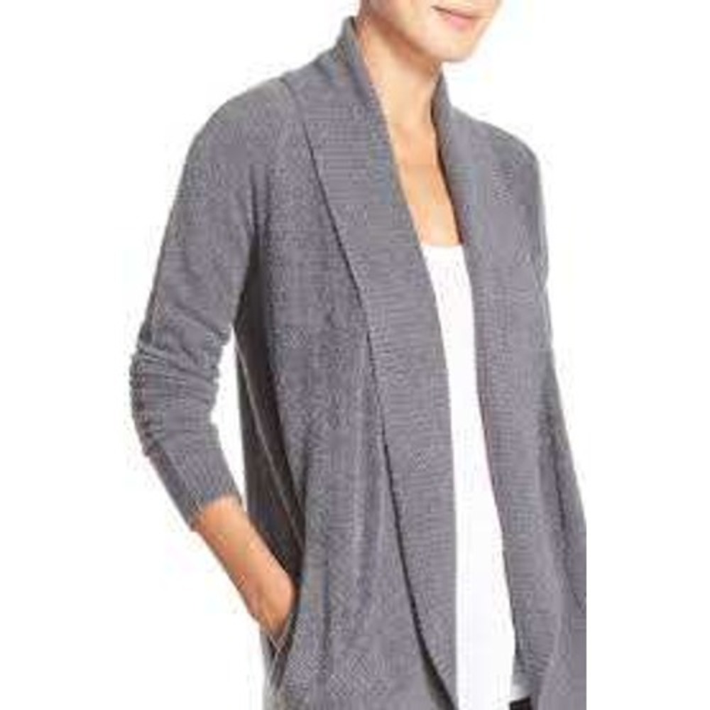 Barefoot Dreams Womens Gray CozyChic Open Cardigan MEDIUM Casual Lounge Relaxed